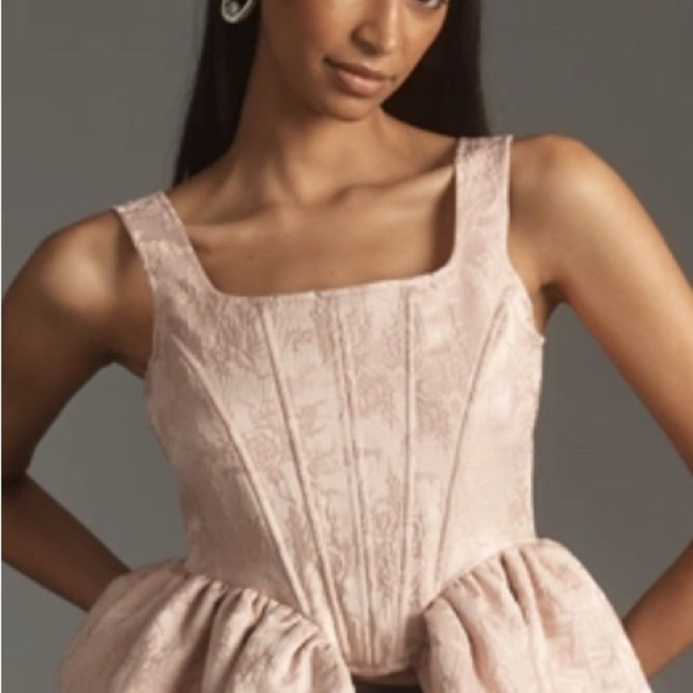 Anthropologie SIEMPRE CORSET SIDE-PEPLUM pink TANK